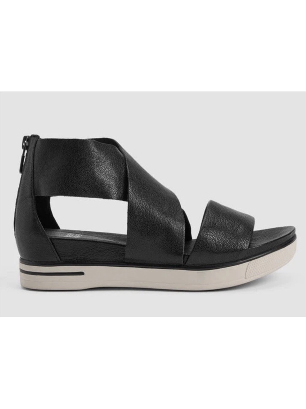 Eileen Fisher Black Leather Cutout Platform Sandal